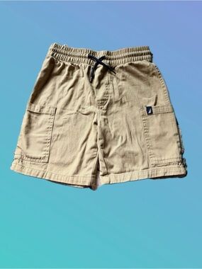 Nautica Kids Khaki Drawstring Cargo Shorts with Navy Tie